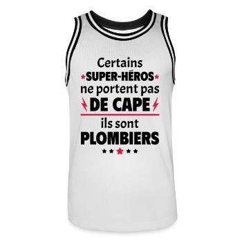 Certains super-héros sont plombiers,cadeau noël - Maillot de basket Homme - blanc/noir - Devant - AI Model Male 185 dark (185cm)