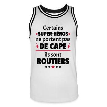 Certains super-héros sont routiers,cadeau noël - Maillot de basket Homme - blanc/noir - Devant - AI Model Male 185 dark (185cm)