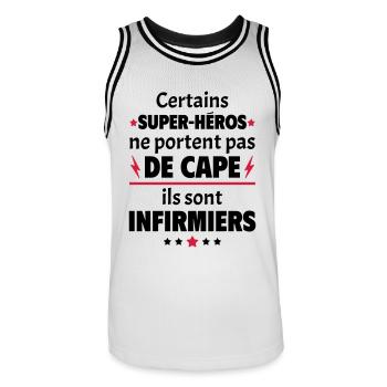 Certains super-héros sont infirmiers, cadeau noël - Maillot de basket Homme - blanc/noir - Devant - AI Model Male 185 dark (185cm)