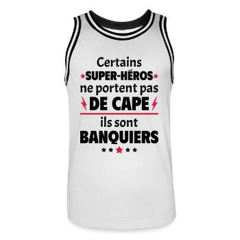 Certains super-héros sont banquiers, cadeau noël - Maillot de basket Homme - blanc/noir - Devant - AI Model Male 185 dark (185cm)