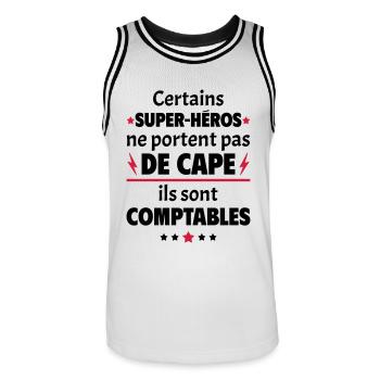 Certains super-héros sont comptables,cadeau noël - Maillot de basket Homme - blanc/noir - Devant - AI Model Male 185 dark (185cm)