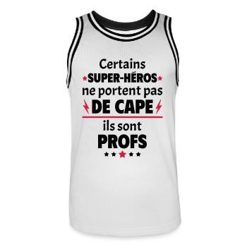 Certains super héros sont profs, cadeau noël - Maillot de basket Homme - blanc/noir - Devant - AI Model Male 185 dark (185cm)