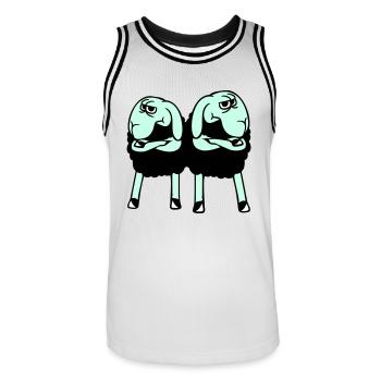 2 Sheep Crossed Arms Offended Friends Team - Men's Basketball Jersey - white/black - Front - AI Model Male 185 dark (185cm)
