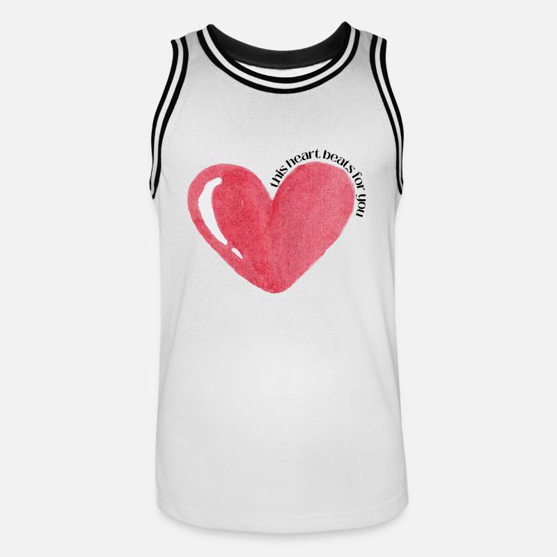 Questo cuore batte per te - Maglia da basket per uomo - bianco/nero