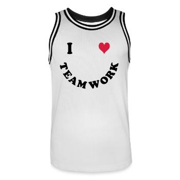 Ich liebe Teamwork - Männer Basketball-Trikot - Weiß/Schwarz - Vorne - AI Model Male 185 dark (185cm)