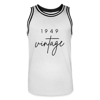 Vintage 1949 Anniversary - Men's Basketball Jersey - white/black - Front - AI Model Male 185 dark (185cm)