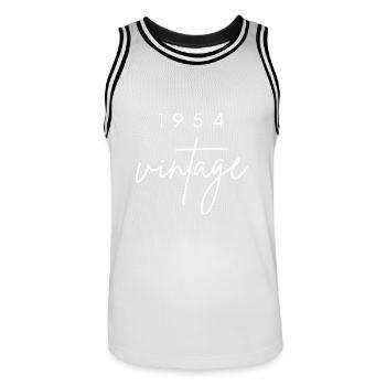 Anniversaire 1954 vintage - Maillot de basket Homme - blanc/noir - Devant - AI Model Male 185 dark (185cm)