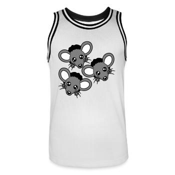 3 souris Trou mural Trou de souris Trois amis Équipe Équipage - Maillot de basket Homme - blanc/noir - Devant - AI Model Male 185 dark (185cm)