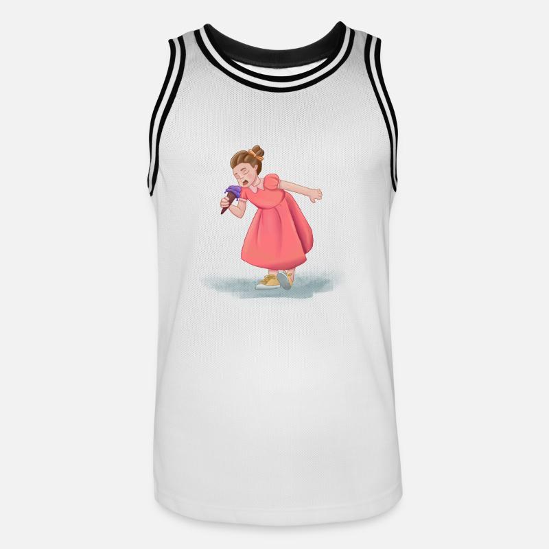 Mädchen mit Kleid und Eis - Männer Basketball-Trikot - Weiß/Schwarz