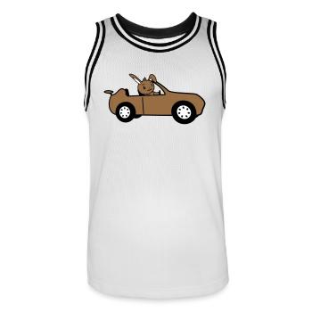Rabbit Car Fast Driving Driver License - Men's Basketball Jersey - white/black - Front - AI Model Male 185 dark (185cm)
