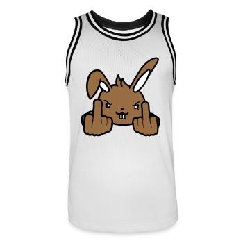 Hase Mittelfinger Zeigen Böse Frech Beleidigend - Männer Basketball-Trikot - Weiß/Schwarz - Vorne - AI Model Male 185 dark (185cm)