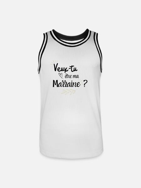 Veux tu être ma marraine - Maillot de basket Homme - blanc/noir