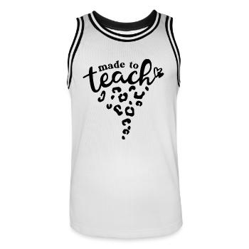 Fait pour enseigner l’inspiration de l’enseignant - Maillot de basket Homme - blanc/noir - Devant - AI Model Male 185 dark (185cm)
