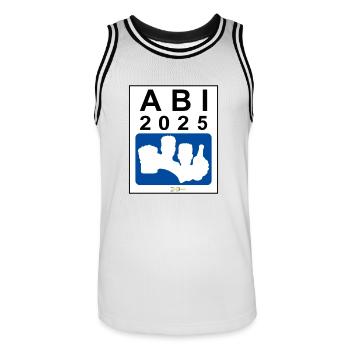 Bier Liga Logo ABI 2025 Blau - Männer Basketball-Trikot - Weiß/Schwarz - Vorne - AI Model Male 185 dark (185cm)