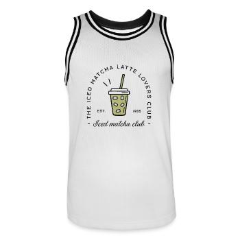 Iced matcha latte lovers - Men's Basketball Jersey - white/black - Front - AI Model Male 185 dark (185cm)
