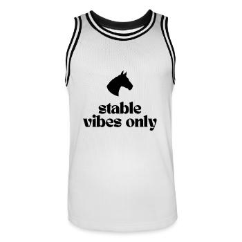 Stable Vibes Only - Design für alle Pferdefans! - Männer Basketball-Trikot - Weiß/Schwarz - Vorne - AI Model Male 185 dark (185cm)