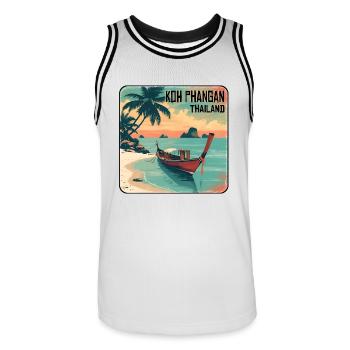 Koh Phangan, Thaïlande - Maillot de basket Homme - blanc/noir - Devant - AI Model Male 185 dark (185cm)