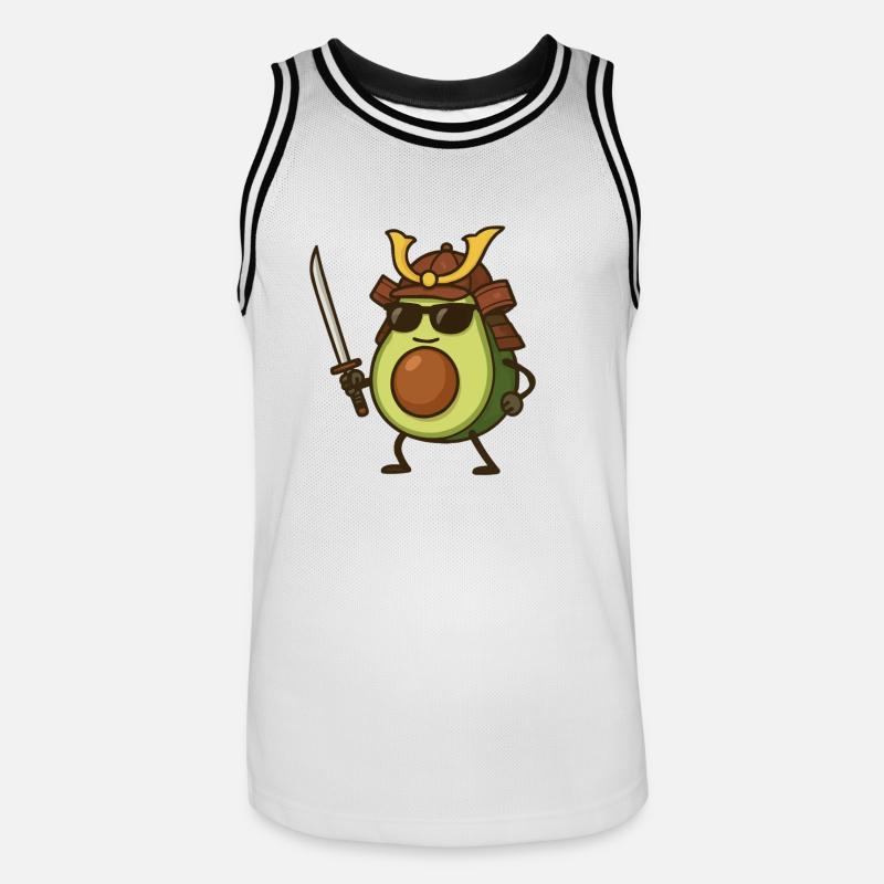 avocado samurai - Männer Basketball-Trikot - Weiß/Schwarz