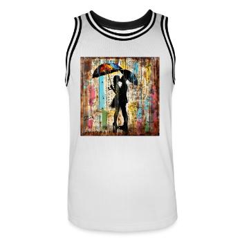 Graffiti küssendes Paar Rost Metall urban Streetar - Männer Basketball-Trikot - Weiß/Schwarz - Vorne - AI Model Male 185 dark (185cm)