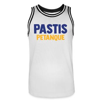 PASTIS PETANQUE Camping Apéro Vacances Beauf - Maillot de basket Homme - blanc/noir - Devant - AI Model Male 185 dark (185cm)
