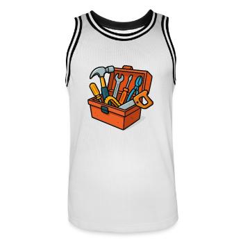 toolbox - Men's Basketball Jersey - white/black - Front - AI Model Male 185 dark (185cm)