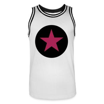 Star, les étoiles - Maillot de basket Homme - blanc/noir - Devant - AI Model Male 185 dark (185cm)