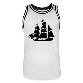 Sailboat eu - Men's Basketball Jersey - white/black - Front - AI Model Male 185 dark (185cm)