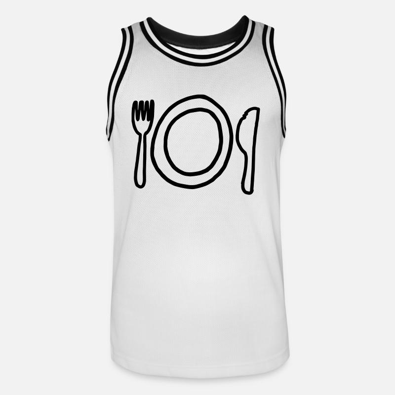 Teller,Messer,Gabel,Platte,Tafelsilber,Tischgedeck - Männer Basketball-Trikot - Weiß/Schwarz