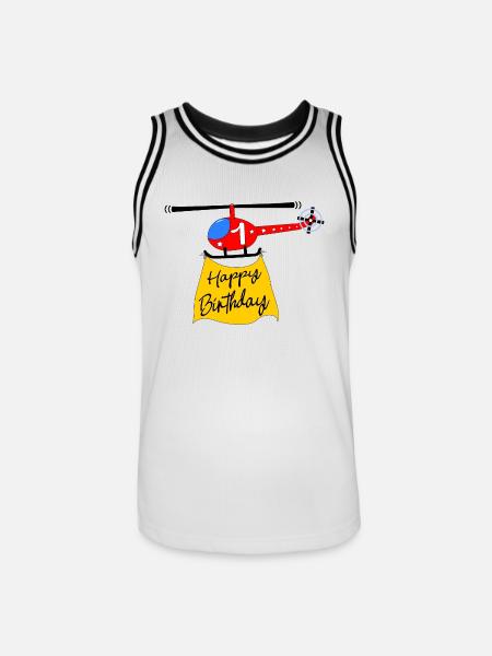 Helicopter Happy Birthday 1 - Men's Basketball Jersey - white/black