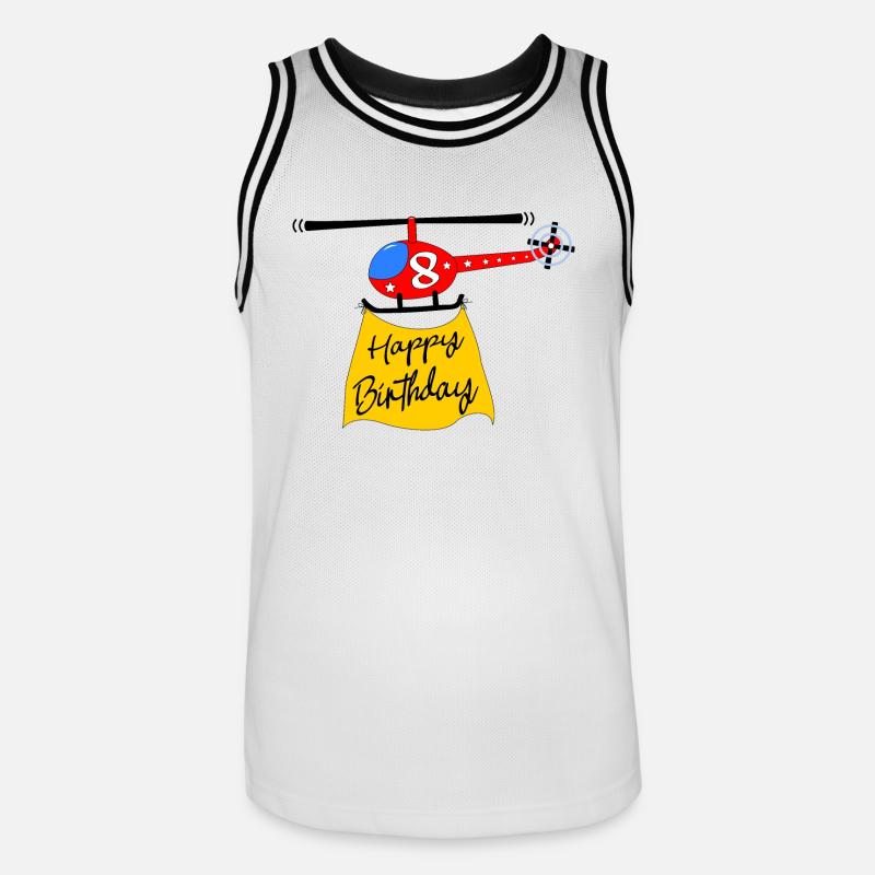 Hélicoptère Joyeux anniversaire 8 - Maillot de basket Homme - blanc/noir