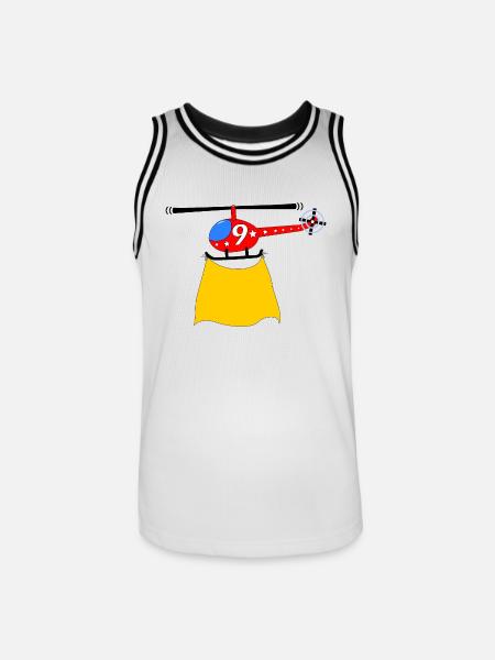 Helicopter Birthday 9 - Men's Basketball Jersey - white/black