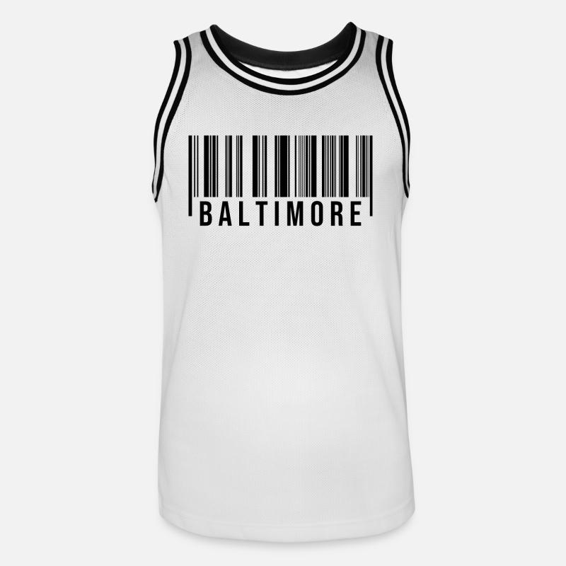 Code-barres Baltimore - Maillot de basket Homme - blanc/noir