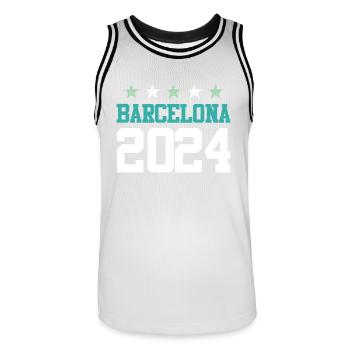 Visites guidées de Barcelone 2024 - Maillot de basket Homme - blanc/noir - Devant - AI Model Male 185 dark (185cm)
