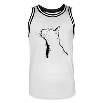 Chat, Motif De Chat - Maillot de basket Homme - blanc/noir - Devant - AI Model Male 185 dark (185cm)