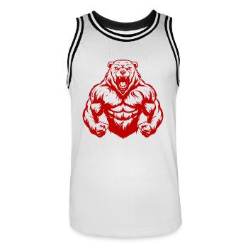 Muscles de l’ours grizzli musculation - Maillot de basket Homme - blanc/noir - Devant - AI Model Male 185 dark (185cm)