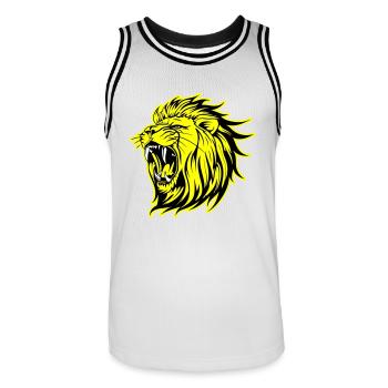 Lion Tête Sauvage Lion - Maillot de basket Homme - blanc/noir - Devant - AI Model Male 185 dark (185cm)