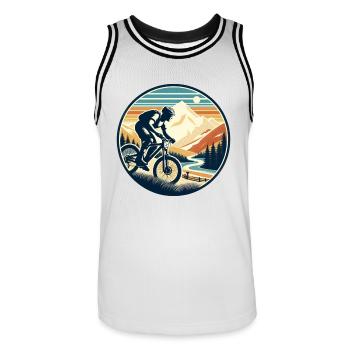 Mountainbiker - Männer Basketball-Trikot - Weiß/Schwarz - Vorne - AI Model Male 185 dark (185cm)