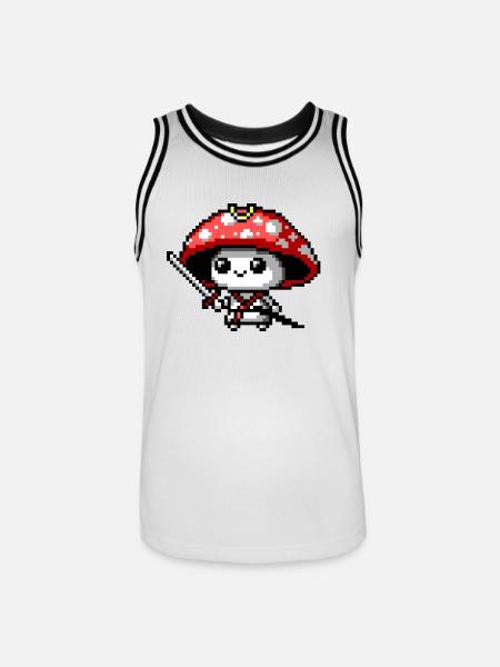8bit Mushroom Samurai - Men's Basketball Jersey - white/black