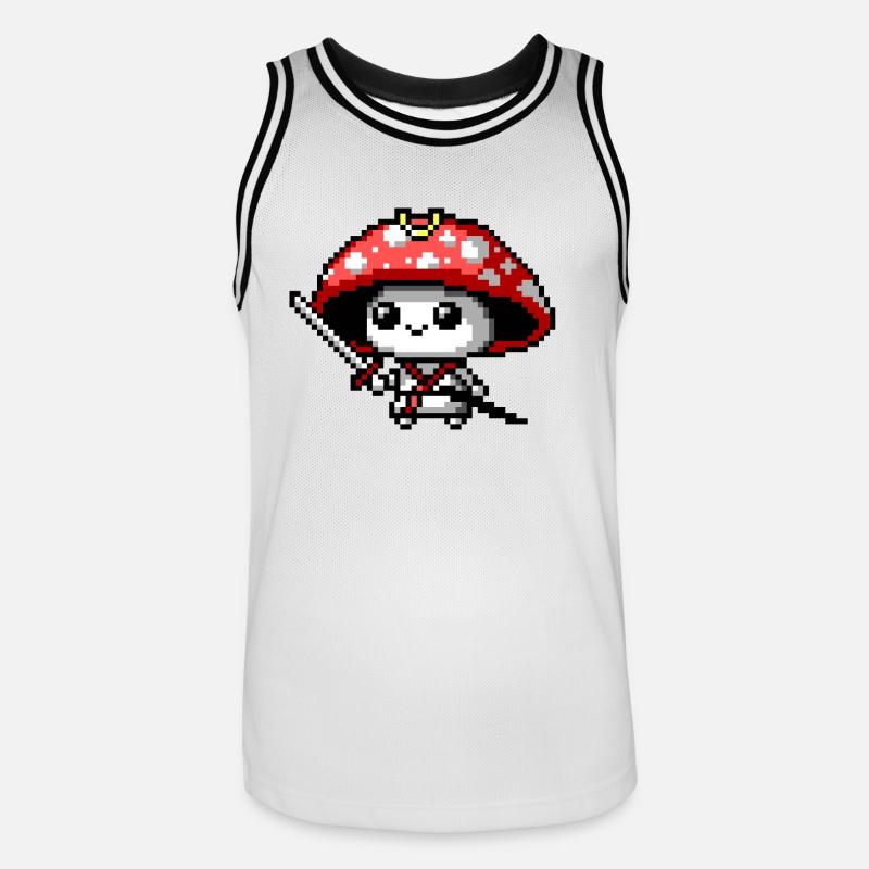8bit Pilz-Samurai - Männer Basketball-Trikot - Weiß/Schwarz
