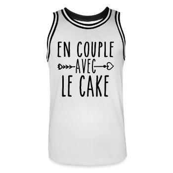 En Couple avec Cake, cadeau Fans de Cake - Maillot de basket Homme - blanc/noir - Devant - AI Model Male 185 dark (185cm)