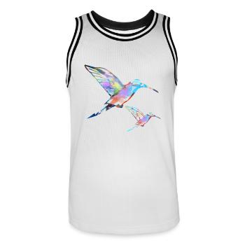 kolibri ,aquarell, naturecontest,pastell, malerei, - Männer Basketball-Trikot - Weiß/Schwarz - Vorne - AI Model Male 185 dark (185cm)