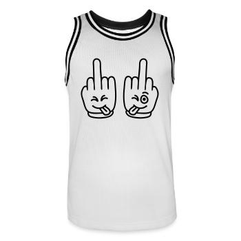 cheeky_fuck_of - Men's Basketball Jersey - white/black - Front - AI Model Male 185 dark (185cm)