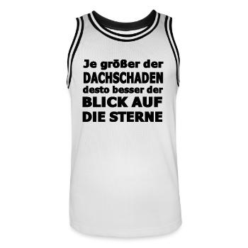 Je größer d. Dachschaden desto besser Blick Sterne - Männer Basketball-Trikot - Weiß/Schwarz - Vorne - AI Model Male 185 dark (185cm)