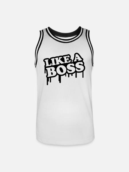 like_a_boss_logo_c1 - Maillot de basket Homme - blanc/noir