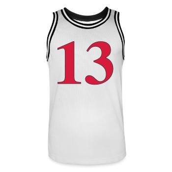 13 - Maillot de basket Homme - blanc/noir - Devant - AI Model Male 185 dark (185cm)