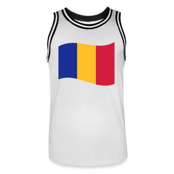 romania - Men's Basketball Jersey - white/black - Front - AI Model Male 185 dark (185cm)
