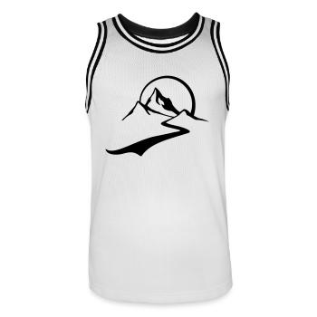 berg_tour - Männer Basketball-Trikot - Weiß/Schwarz - Vorne - AI Model Male 185 dark (185cm)