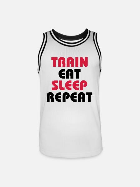 Train Eat Sleep Repeat - Männer Basketball-Trikot - Weiß/Schwarz