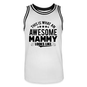 THIS IS WHAT AN AWESOME MAMMY LOOKS LIKE - Men's Basketball Jersey - white/black - Front - AI Model Male 185 dark (185cm)