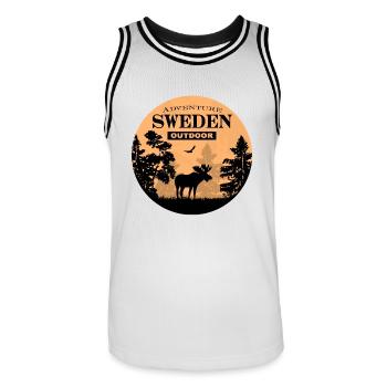 Moose - Sweden Adventure - Männer Basketball-Trikot - Weiß/Schwarz - Vorne - AI Model Male 185 dark (185cm)